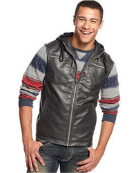 Bar Iii Faux Leather Hooded Vest