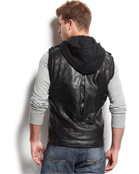 GUESS Faux Leather Hooded Vest