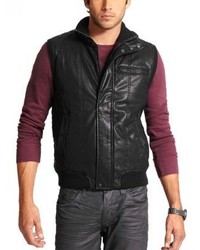 GUESS Faux Leather Quilted Vest
