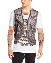 Faux Real Biker Tee With Tattoo Mesh Sleeves