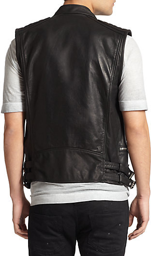 Diesel Black Gold Leather Moto Vest, $995, Saks Fifth Avenue