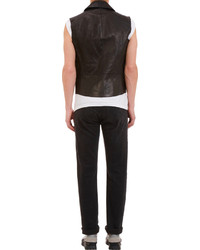 Barneys New York Multi Zip Leather Moto Vest