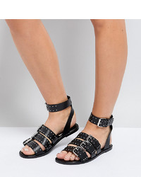 ASOS DESIGN Asos Fonzy Wide Fit Leather Studded Gladiator Sandals
