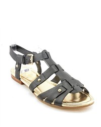 Audrey Brooke Abrsosalyn Black Leather Gladiator Sandals Shoes