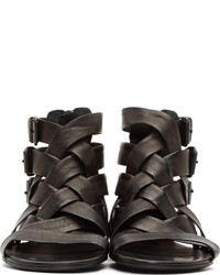 Marsèll Black Leather Braided Gladiator Arsella Sandals