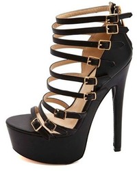 Black Leather Gladiator Sandals: Charlotte Russe Anne Michelle Strappy ...