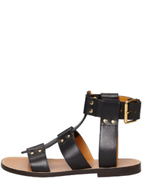 Chloé Chloe Flat Studded Leather Sandal Black