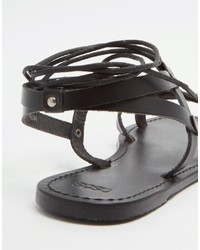 Asos Collection Fonda Leather Lace Up Flat Sandals
