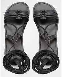 Asos Collection Fraternal Wide Fit Leather Flat Sandals