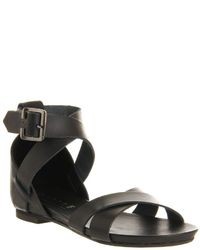 Office Headstrong Cross Strap Leather Flat Sandals