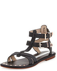 Matt Bernson Km Crisscross Studded Gladiator Sandals Black