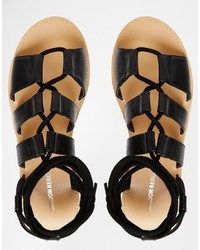 London Rebel Klip Tie Flatform Gladiator Flat Sandals