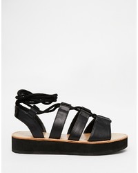 London Rebel Klip Tie Flatform Gladiator Flat Sandals