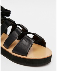 London Rebel Klip Tie Flatform Gladiator Flat Sandals