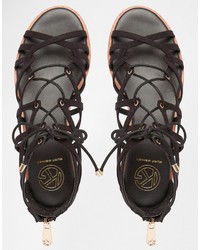 KG by Kurt Geiger Maisy Black Gladiator Flat Sandals