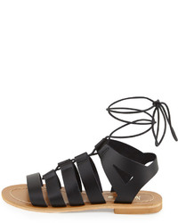Neiman Marcus Made In Italy Amorie Leather Lace Up Sandal Black