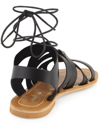 Neiman Marcus Made In Italy Amorie Leather Lace Up Sandal Black