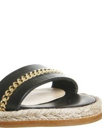 Office Nicola Flat Chain Trim Leather Sandals