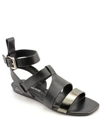 Pour La Victoire Cailee Black Leather Gladiator Sandals Shoes