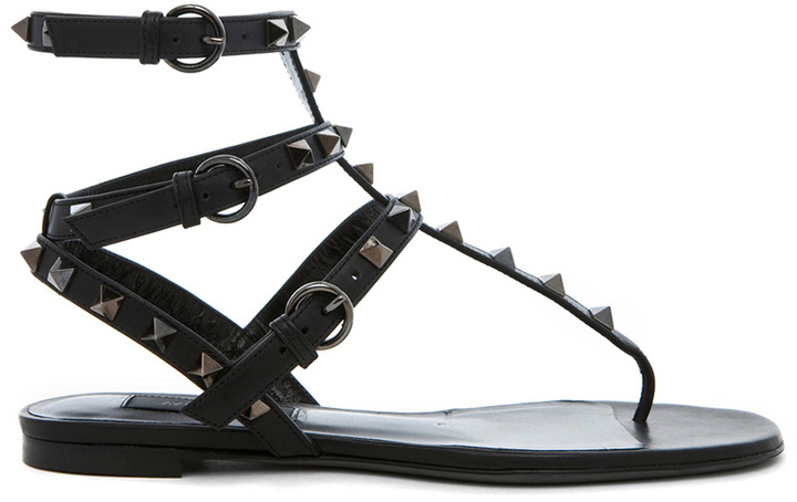 valentino rockstud gladiator sandals black