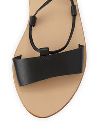 Loeffler Randall Saffron Leather Tassel Flat Sandal Black
