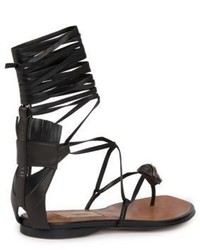 Valentino Tribe Gladiator Mask Leather Lace Up Thong Sandals