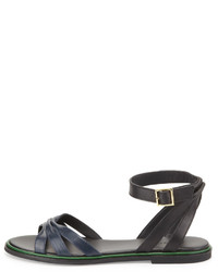 See by Chloe Two Tone Leather Flat Sandal Blacknavy