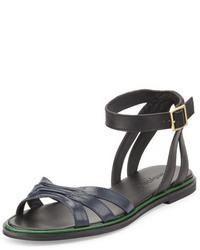 See by Chloe Two Tone Leather Flat Sandal Blacknavy