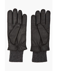 DSquared 2 Black Leather Knit Gloves