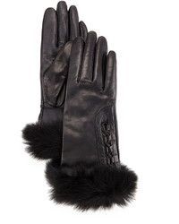 UGG Analise Leather Gloves Wfur Trim