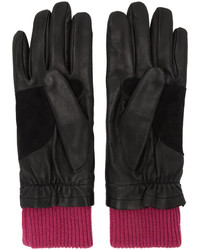 AMI Alexandre Mattiussi Black And Purple Rib Cuff Gloves