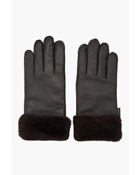 Marc Jacobs Black Leather Beaver Fur Gloves