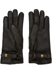 Belstaff Black Leather Buckle Gloves