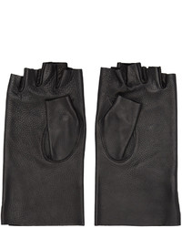 Attachment Black Leather Fingerless Gloves