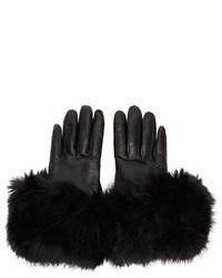 Calvin Klein Collection Black Leather Flared Gloves