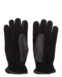 Moncler Black Leather Guanti Gloves