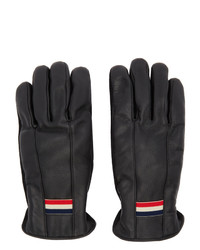 Moncler Black Leather Guanti Gloves