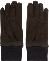Lanvin Black Leather Knit Gloves