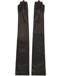 Versace Black Leather Logo Gloves