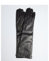Portolano Black Leather Long Cashmere Lined Gloves