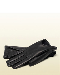 Gucci Black Nappa Leather Cutaway Gloves