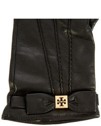 Tory Burch Bow Accented Leather Gloves