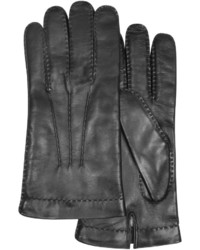 Forzieri Cashmere Lined Black Italian Leather Gloves