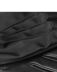 Prada Cashmere Lined Leather And Twill Gloves