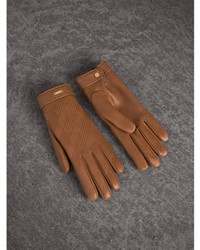 Burberry Check Embroidered Lambskin Gloves