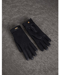 Burberry Check Embroidered Lambskin Gloves