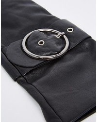 Asos Collection Long Leather Gloves With Buckle And Touch Screen