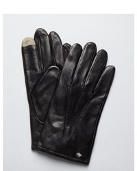 Joseph Abboud Dark Brown Leather And Cashmere Lined Touch Technology Gloves