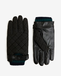 Demquil Quilted Fabric And Leather Gloves
