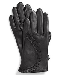 Echo Touch Ruffled Leather Gloves Black Large